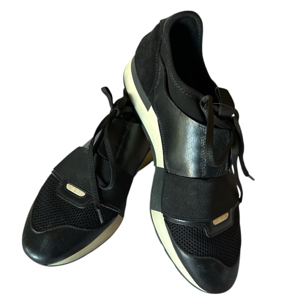 Balenciaga Race Runner Sneakers - Black/White - Size 9 US - 40 EU